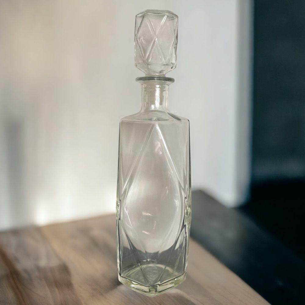 Vintage Thatcher Glass Diamond Panel Decanter with Stopper